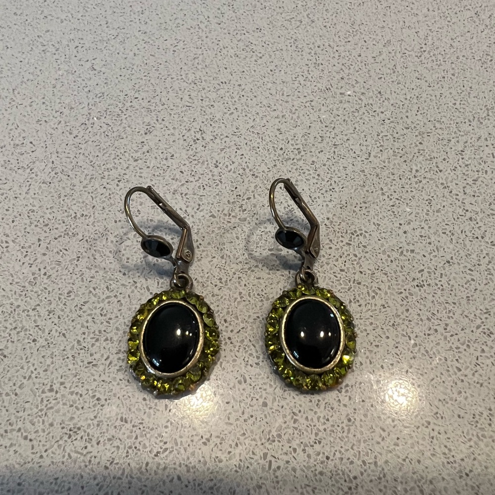 Black onyx and peridot earrings, great for a wedding